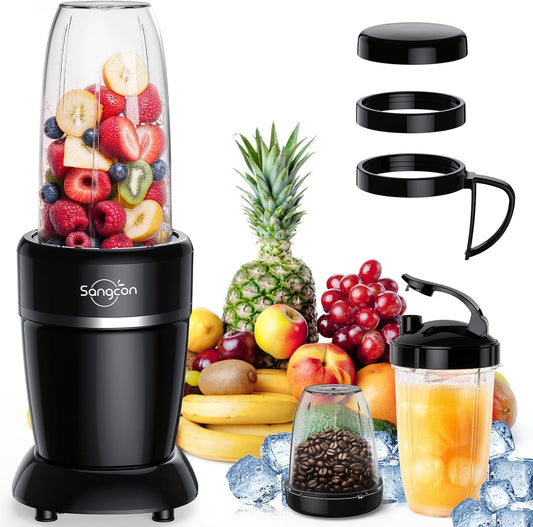 Sangcon 1000w Smoothie Blender for Kitchen, Blender for Smoothies, with 24oz/19oz/10oz Bpa-Free Cups – Upgraded Portable Personal Blenders for Shakes, Frozen fruit, Baby Food, Spice Grinding & More
