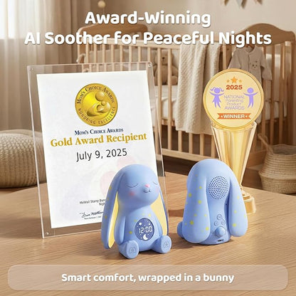 Mom's Choice Awards丨Bunny White Noise Sound Machine Baby for Sleep- AI Cry Detection, 100 Soothing Sounds, Full APP Access Included, Easter Gifts for Baby, Night Light & Sleep Trainer, New Mom Gift