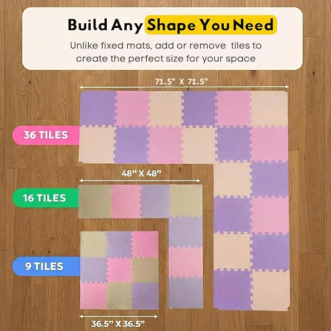 MioTetto Baby Play Mat, Comfortable Playtime Mat – Portable Foam Floor Tiles, Safe Baby mat for Floor for Crawling & Development, Soft Play mat for Babies, Stylish Interlocking Foam Tiles