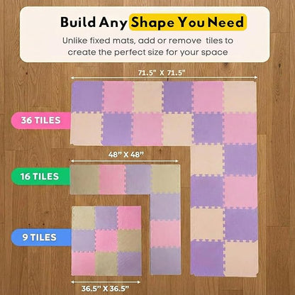 MioTetto Baby Play Mat, Comfortable Playtime Mat – Portable Foam Floor Tiles, Safe Baby mat for Floor for Crawling & Development, Soft Play mat for Babies, Stylish Interlocking Foam Tiles