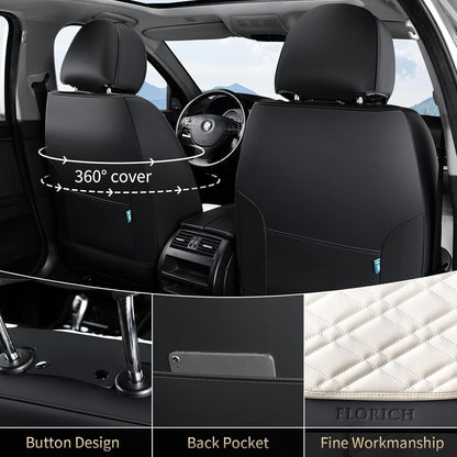 FLORICH Car Seat Covers Full Set, Automotive Seat Covers, Black Car Seat Cover, Waterproof Seat Protectors Universal fit for Car Truck Van SUV - Black