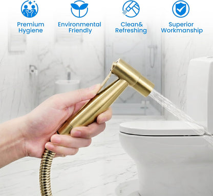 Arofa Handheld Toilet Bidet Sprayer for Toilet-Adjustable Water Pressure Control with Bidet Hose for Feminine Wash, Stainless Steel Brushed Nickel Bidet Faucet Cloth Diaper for Baby Wash