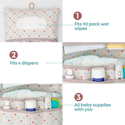 HAMUR Baby Diaper Bag Organizer – Travel-Friendly, Compact & Foldable | Stroller Pouch for Newborn Essentials – Must-Have for Boys & Girls (Leaves)