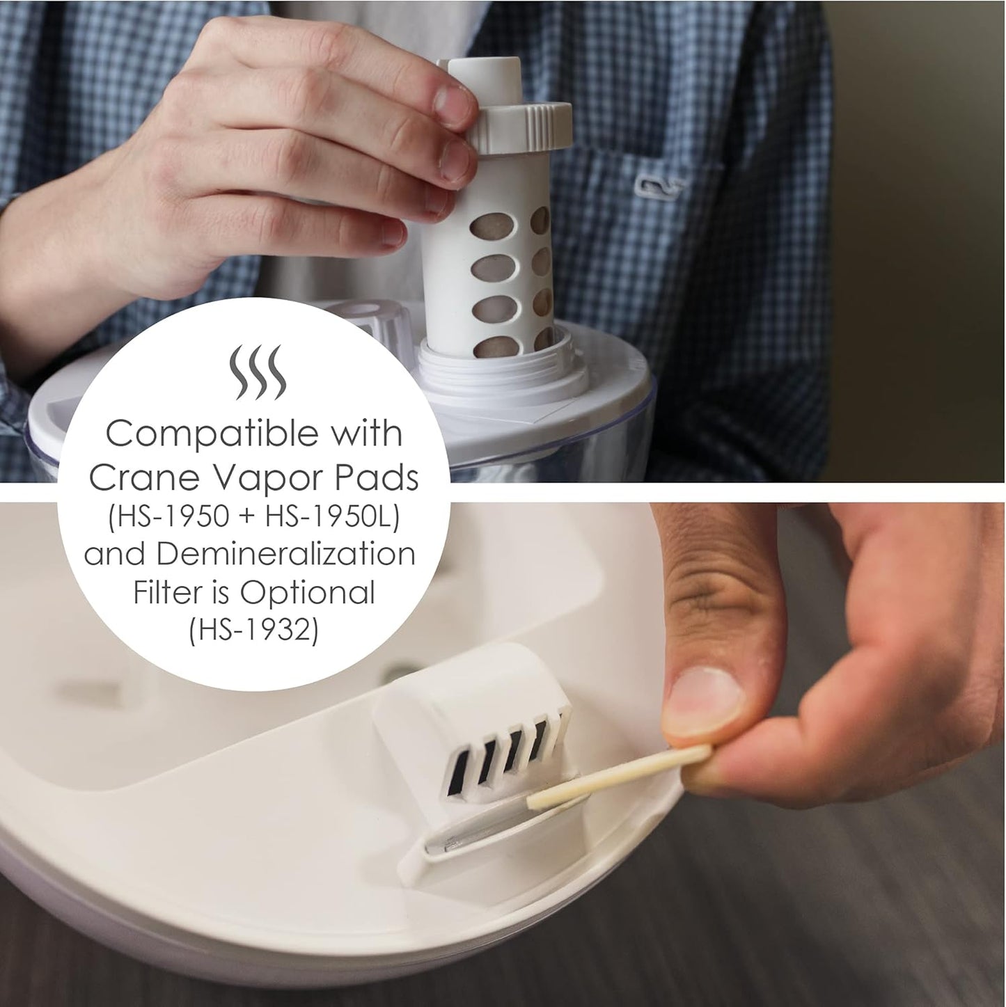 Crane Droplet Ultrasonic Small Air Humidifiers for Bedroom and Office, 0.5 Gallon Cool Mist Humidifier for Plants and Home, Humidifier Filters Optional, White