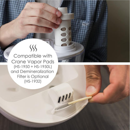 Crane Droplet Ultrasonic Small Air Humidifiers for Bedroom and Office, 0.5 Gallon Cool Mist Humidifier for Plants and Home, Humidifier Filters Optional, White
