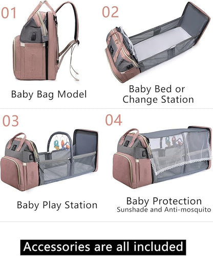 houscly Diaper Bag Backpack with Changing Station: Pink Baby Bags for Girls Boys New Mom Gifts Pañaleras Para Bebe Baby Girl Newborn Essentials Must Haves Baby Shower Gifts Baby Registry