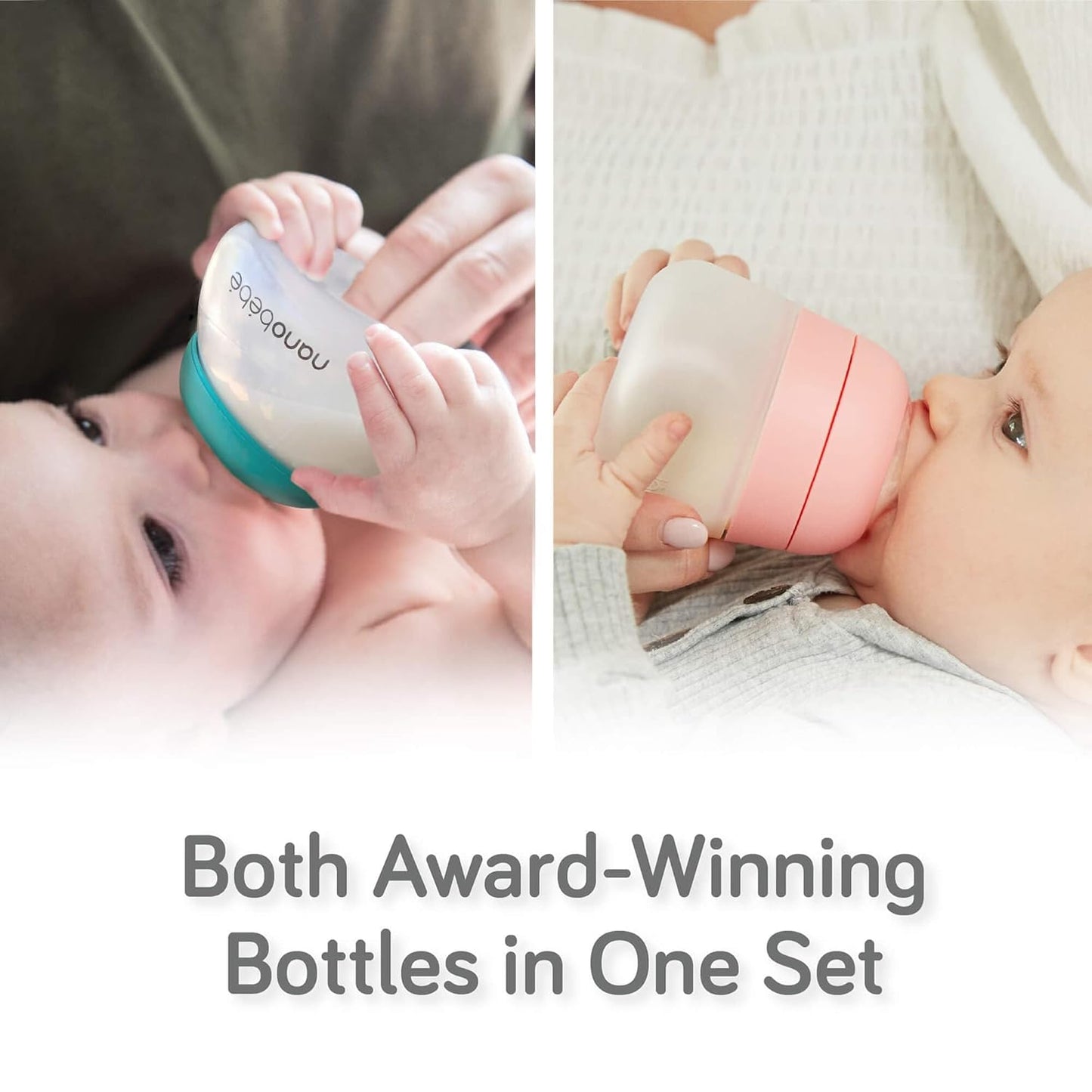 Nanobebe Breastmilk and Silicone Baby Bottle Ultimate Set Gen 2, 5oz and 9oz - with Sterilizer, Drying Rack, Anti-Colic Nipples, Pacifiers, and Warmer - Teal/Grey