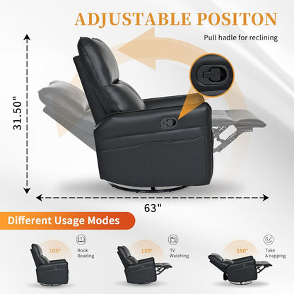 Power Swivel Rocker Recliner Chair for Nursery, Upholstered Snowflake Velvet 270°Swivel Glider Rocker Chair with USB Ports, Small Power Recliners for Small Spaces Living Room
