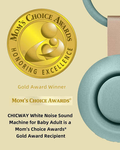 CHICWAY 2026 Mom's Choice Awards, Portable Sound Machine for Baby Adult, AI Cry Detection, 18 Soothing Sound, Bluetooth Rechargeable White Noise Machine for Home Office Travel, Nursery Light, Gray