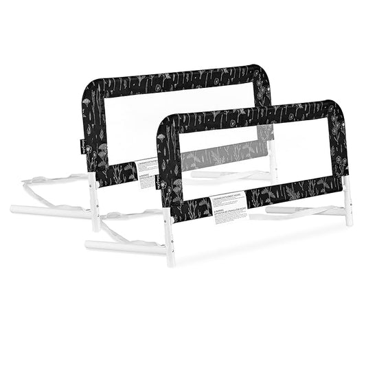 Dream On Me Lightweight Mesh Security Adjustable Bed Rail Double Pack with Breathable Mesh Fabric in Black and White, 2 Count (Pack of 1)