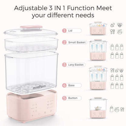 Bottle Sterilizer and Dryer, All-in-One Electric Steam Sterilizer Bottle Sanitizer for Baby Bottles, Pump Parts Accessories Newborn Essential (Blue)