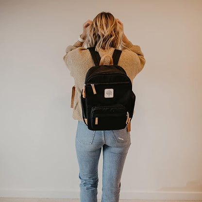Parker Baby Co. Diaper Backpack - Full Zip Diaper Bag with Insulated Pockets - Black