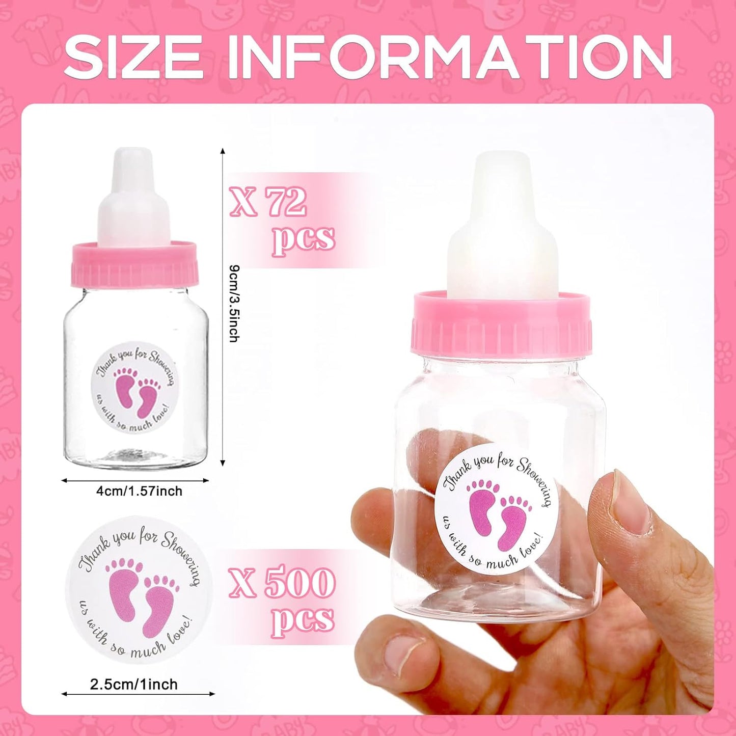 72 Pieces of Mini Baby Shower Milk Bottles Favors for Baby Shower White Plastic Mini Bottles Party Favors Boy Party Games Decorations (Blue)