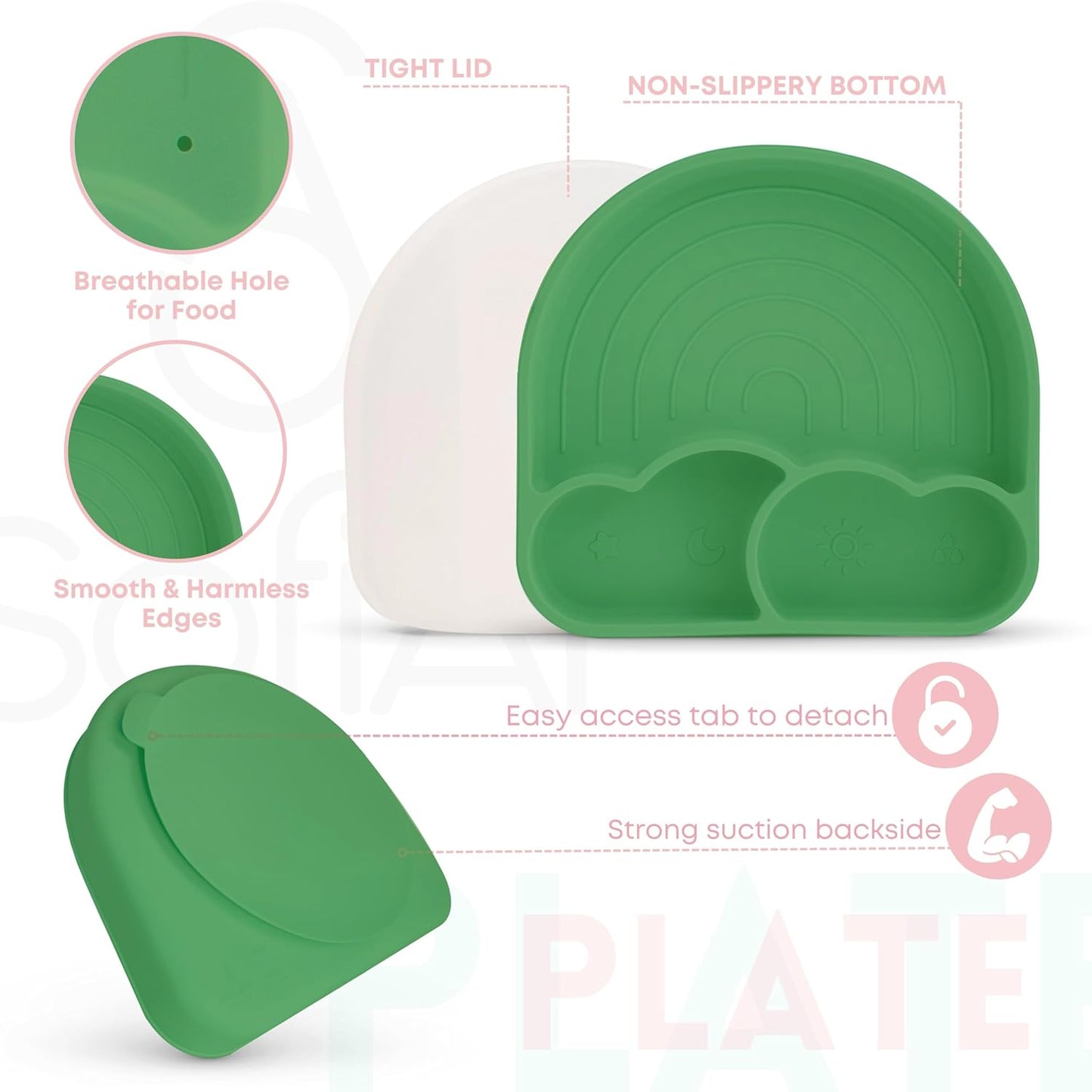 BPA-Free Non-Toxic Silicone Baby Feeding Set – Suction Plate, Bowl, Bib & Cup – 11-Piece Baby Led Weaning Set for Ages 6-18 Months – Eco Gift Bag (Dusty Blue)