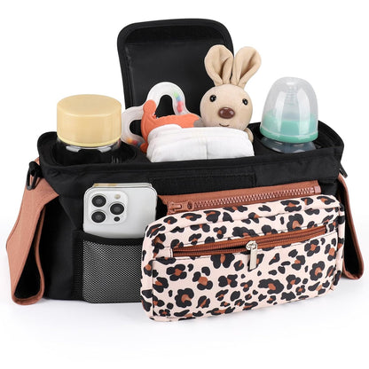 Accmor Universal Stroller Organizer with Insulated Cup Holder Detachable Phone Bag and Shoulder Strap,Stroller Bag Caddy Organizer Fits for Uppababy, Baby Jogger, Britax Strollers