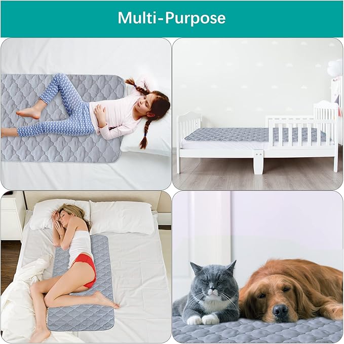 Waterproof Crib Mattress Protector Pad 2 Pack 28" x 52",Non-Slip & Absorbent Mattress Pad for Baby Standard Crib/Bed, Quilted Machine Washable Grey