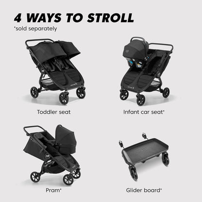 Baby Jogger City Mini GT3 All Terrain Baby Stroller with Forever Air Rubber Tires, All Wheel Suspension, Lightweight Stroller with Magnetic Buckle, No-Rethread Harness, and Foot Brake, Frosted Ivory