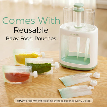 Momcozy Squeeze Station,Baby Food Maker,Pouch Filler for Homemade Baby Puree, BPA-Free, Dishwasher Safe, with Reusable Baby Food Pouches for Babies & Toddlers