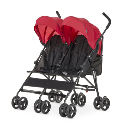 Dream On Me Twin Venture Umbrella Stroller in Pink, Multi Backrest Positions, Adjustable & Removable Canopy Double Stroller, 360°Swivel Wheels with Locks