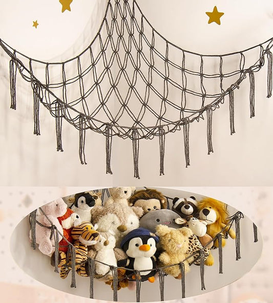 mirolam Stuffed Animals Hammock Net Corner-Hanging Stuff Animal Toy Storage Organizer for Plush Plushie Room Bedroom Nursery Decor Toy Storage Organization