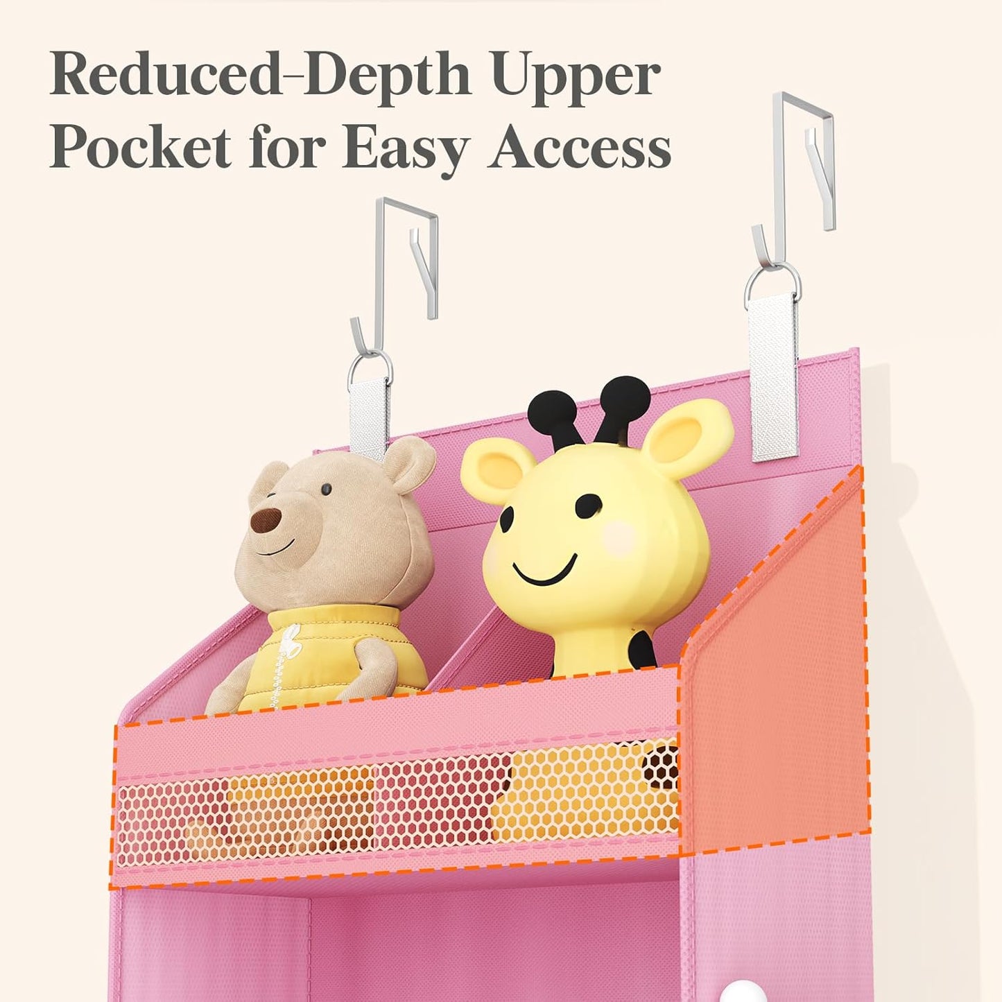 Lifewit 4 Tier Over the Door Diaper Organizer for Nursery, Large Heavy Duty Hanging Storage with 4 Mesh Side Pockets, Sturdy Back of Door Shelf for Baby Stuff Toy in Pantry, Laundry, Bathroom, Gray