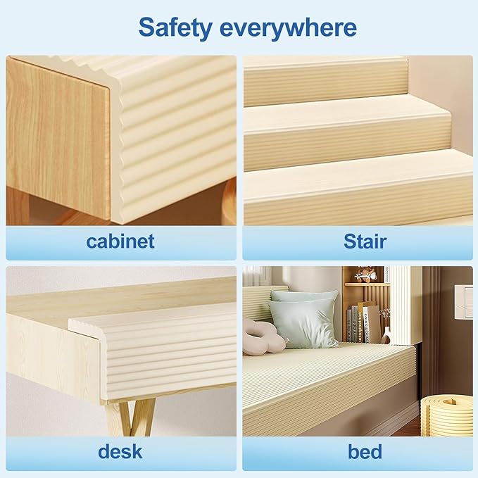 Edge Protector,Baby Proofing Baby Edge Protector Strip Safety,Soft Rubber Foam Padding,Edge Corner Guards Protector Corner Edge Bumpers for Furniture (Coffee Brown, 6.56Ft x 3.15" W x 0.31" Th)