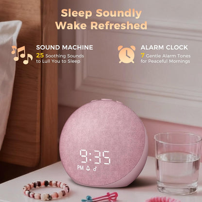 Sound Machine Alarm Clock for Bedroom: 25 Natural Sleep Sounds - White Noise Machine for Adults Kids Baby - Gentle Wake Up Alarm with Bluetooth Speaker - Putty
