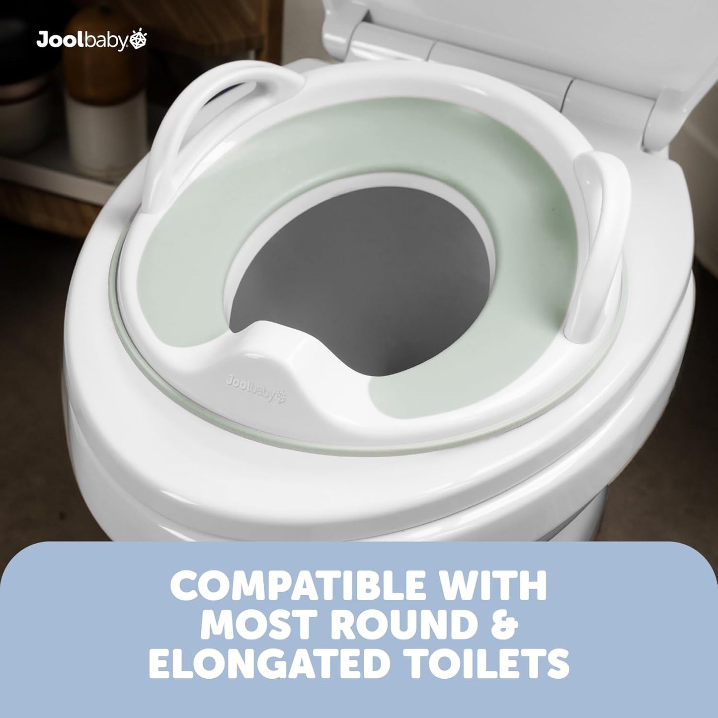 Jool Baby Potty Training Seat for Boys and Girls With Handles, Fits Round & Oval Toilets, Non-Slip with Splash Guard, Includes Free Storage Hook (Aqua)