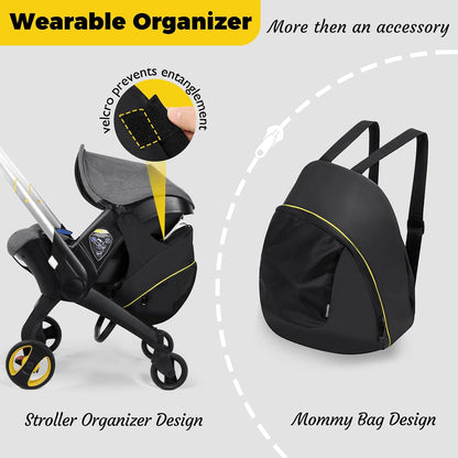 Storage Bag for Doona Infant Car Seat Stroller, Large Capacity Diaper Bag, Wearable Backpack, Stroller Organizer, Easy Access Zipper, Water-Repellent Lightweight Baby Travel Essentials Organizer