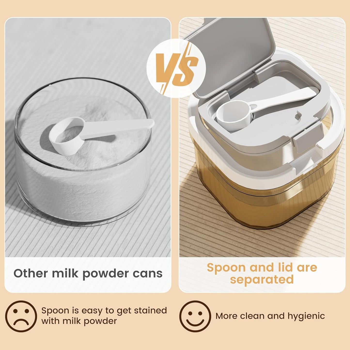 Airtight Coffee Canister-27oz Sugar and Dry Food Container BPA Free with Spoon and Layered Storage for Grounds Coffee, Beans, Tea, Sugar, Flour, Cereal,Formula
