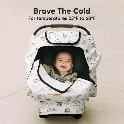 KeaBabies Winter Car Seat Cover Baby, Newborn - Universal Fit Infant Carseat Covers Baby Girl, Boy, Breathable, Lightweight Blanket, Easy to Use Stroller Canopy, Rain, Wind, Sun Shade (Laurel)