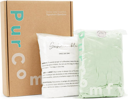 Supersoft Pack and Play Sheets Fitted, Premium Bamboo Viscose Mini Crib Sheets, Pack N Play Mattress Sheets, Graco Playard Baby Sheets Neutral for Boys Girls, 5'' Deep Pocket 2-Pack