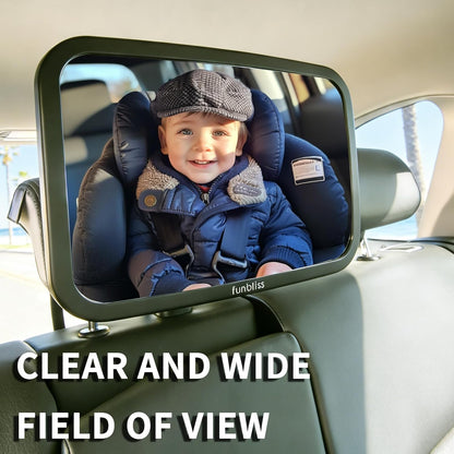 Funbliss 2-Pack Baby Car Mirror - Shake-Proof & Shatterproof, 360° Adjustable Angle, Clear Wide View for Rear-Facing Infants, Easy Install, Perfect Baby Travel Gear & Carseat Accessories
