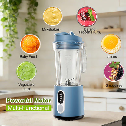 Portable Blender for Smoothies Electric Juicer - Freshly Juices Milk shakes and Baby food Small Portable Blender with 300W Motor Mini Mixer with Extra Lid Suitable for Outdoor Sports Travel