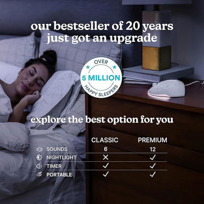 Homedics Sleep Better Portable Sound Machine, Night Light,12 Soothing Sounds Including White Noise, Rain, and Thunderstorm, Ultra-Portable Design, Auto-Off Timer, Ideal for Travel & Baby Sleep