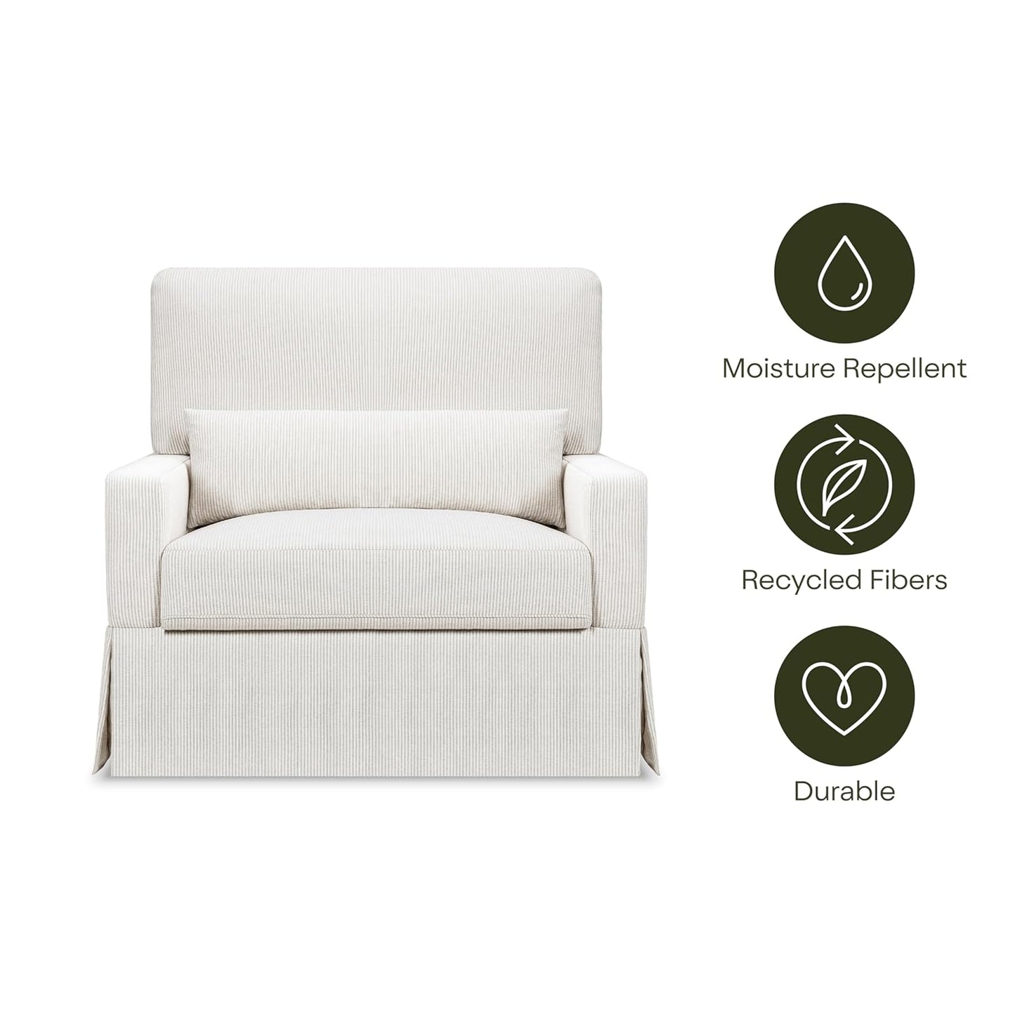 Namesake Crawford Pillowback Chair and a Half Comfort Swivel Glider in Tan Gingham, Greenguard Gold & CertiPUR-US Certified