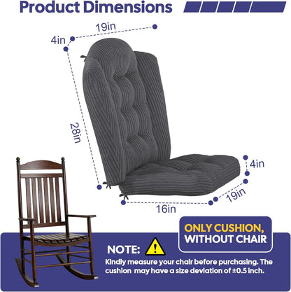 idee-home Wingback Rocking Chair Cushions Indoor, Glider Rocker Replacement Cushions with Removable Corduroy Cover, Wooden Adirondack Chair Pad Non-Slip Bottom Tufted Seat Pads with Ties, Green