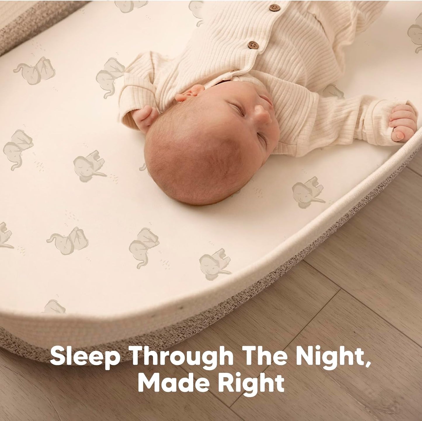 2-Pack Baby Bassinet Sheets Girl, Boy - 33x17 Viscose Derived from Bamboo Bedside Mattress Fitted Bassinet Sheets, Compatible with Halo Bassinest Swivel Sleeper, Baby Delight, Graco (Pecan)
