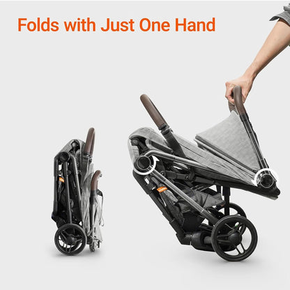 MAMAZING Ultra Air Lightweight Baby Travel Stroller with Carbon Fiber Frame, Compact & Airplane-Friendly, One-Handed Fold, 11.6 lbs, Perfect for Toddlers, Grey