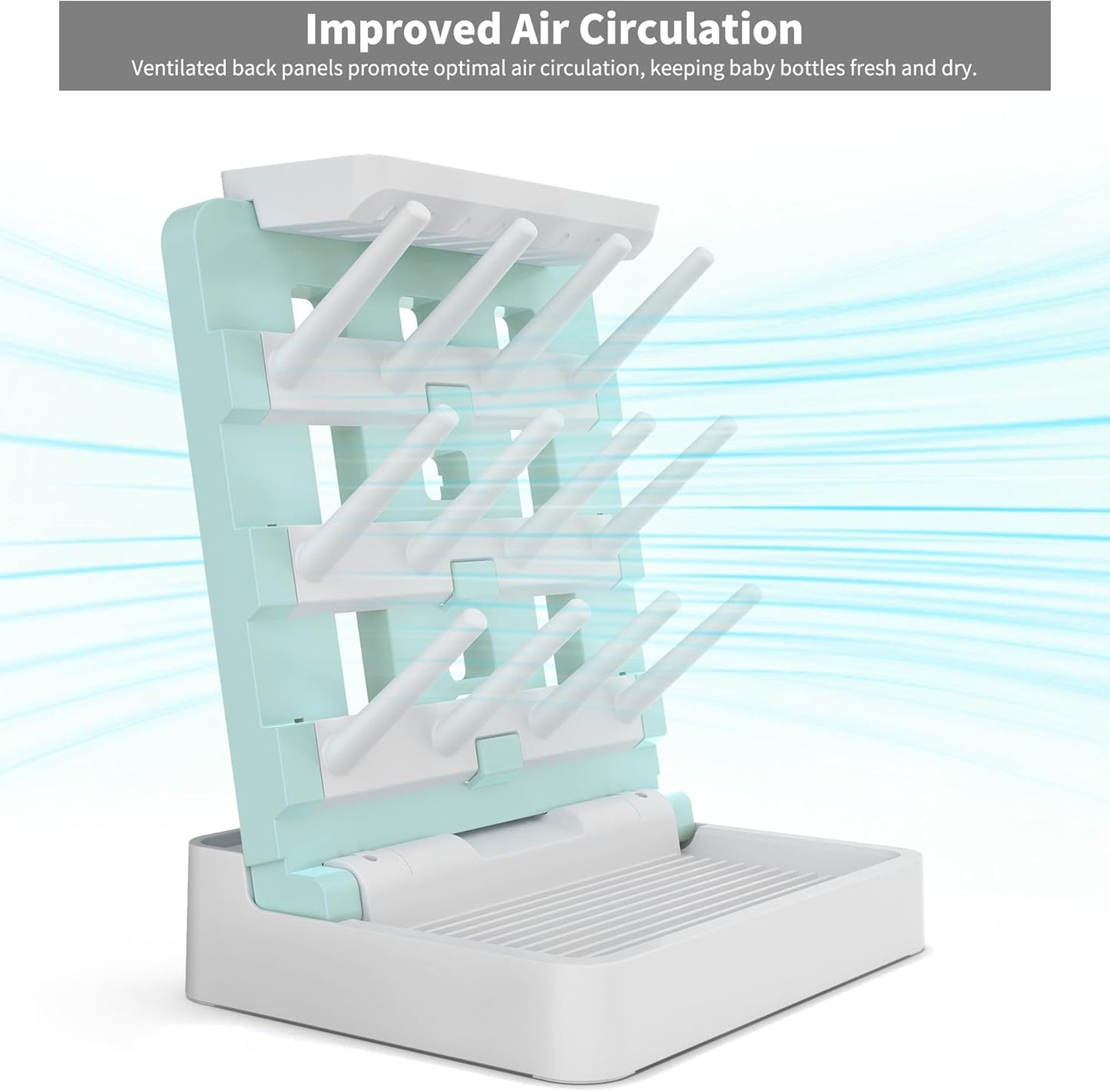 Baby Bottle Drying Rack, Vertical Standing Bottle Dryer Rack Holder-Space Saving Baby Bottle Drying Rack for Countertop-Holds Up to 12 Baby Bottles & Cup(Gray & Khaki)