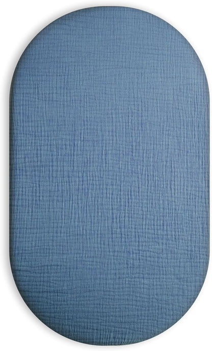 Muslin Bedside Bassinet Sheets 2 Pack, 33x20 Fitted Ultra Soft & Breathable Bedside Sleeper Sheets, Ideal for Baby Girl and Boy, Perfect for Newborns (Hopping Bunnies & Beige)