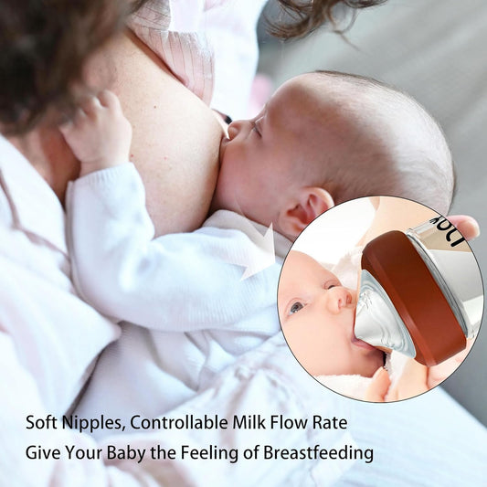 yanyoyo Silicone Bottle Nipple, Anti Colic Nipples for Baby, Natural Feel, S, 1 Months+, 4 Counts