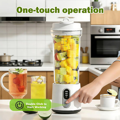 Portable Blender for Smoothies Electric Juicer - Freshly Juices Milk shakes and Baby food Small Portable Blender with 300W Motor Mini Mixer with Extra Lid Suitable for Outdoor Sports Travel