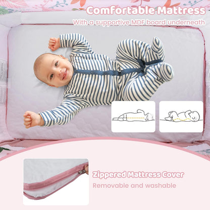 BABY JOY Baby Bedside Crib, Portable Travel Sleeper Bed Side Bassinet w/Carrying Bag, Newborn Bassinet to Infant, Kids Crib with Detachable Mattress, Height Adjustable Design, Breathable Mesh, Grey