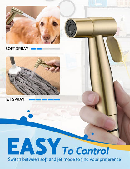 BRITULIF Handheld Bidet Sprayer for Toilet, Jet Sprayer for Toilet Muslim Shower, Adjustable Cloth Diaper Sprayer Bidets Attachment for Toilet, Toilet Bidet Sprayer with Bidet Hose for Feminine Wash