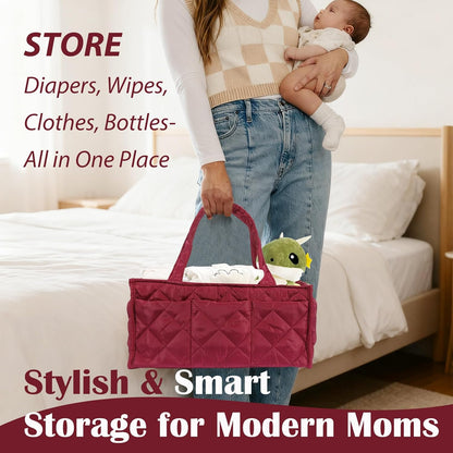 Baby Diaper Caddy Organizer, Nursery Storage Basket for Newborn Essentials, Travel Baby Basket for Diapers Baby Wipes, Organizer Tote Bag Storage Bin, Baby Shower Gifts (Mint Green)