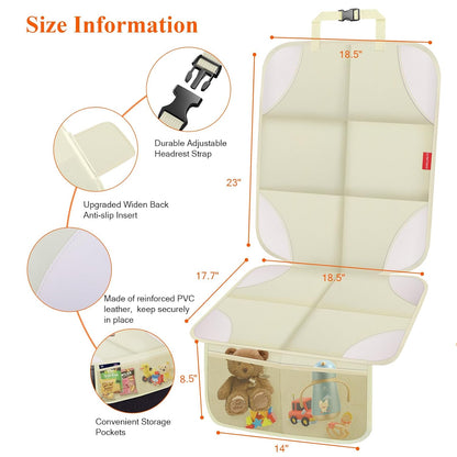 Car Seat Protector, Carseat Seat Protectors with Thick Padding and Upgraded Non-Slip Backing, Waterproof Seat Protector under Baby Car Seat, 600D Fabric Car Seat Covers with Storage Pockets for Baby
