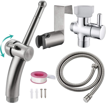 BARROCK Advanced Handheld Bidet Sprayer Set for Toilet, Bathroom Ergonomic Jet Bidet Spray Attachment Kit for Muslim Shower, Feminine Hygiene, Bathing Pets and Washing Baby Cloth Diaper, Matte Black