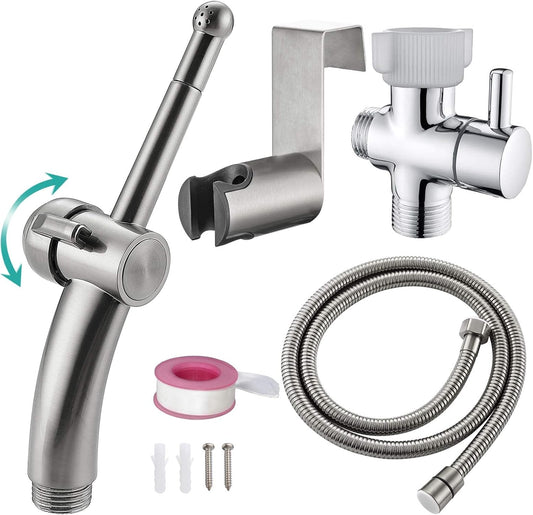 BARROCK Advanced Handheld Bidet Sprayer Set for Toilet, Bathroom Ergonomic Jet Bidet Spray Attachment Kit for Muslim Shower, Feminine Hygiene, Bathing Pets and Washing Baby Cloth Diaper, Matte Black