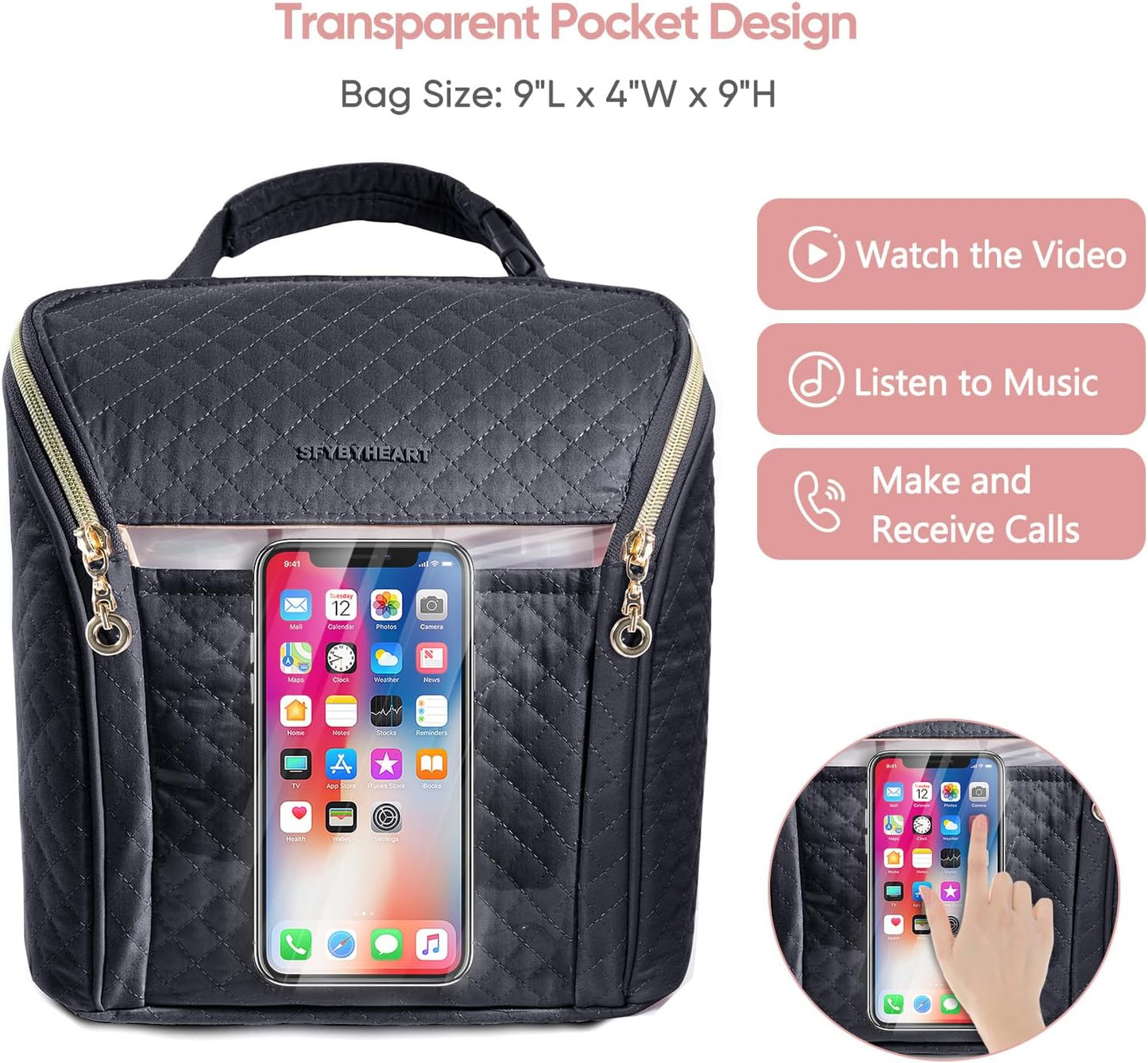 SFYBYHEART Breastmilk Cooler Travel Bag with Ice Pack for 6 Baby Bottles Up to 9 Ounce - Insulated Bottle bag for Daycare - Breastmilk Storage Bag - Baby Bottle Cooler Bag - Bottle Holder